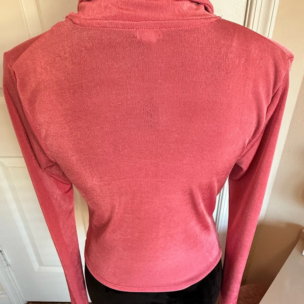 Pink Ruched Button-Up Top - Picture 9 of 14